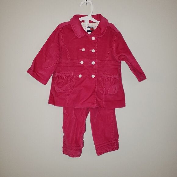 TOMMY HILFIGER PINK CORDUROY JACK AND PANT SET 6-12 Months - Picture 1 of 9
